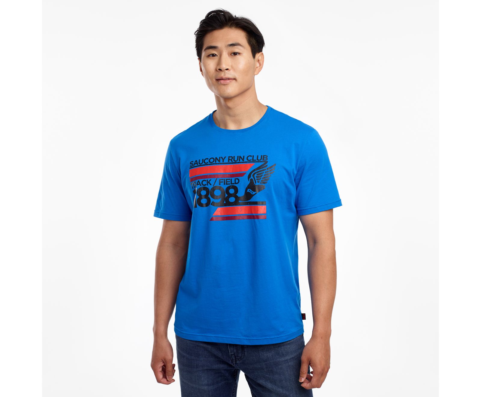 Men's Saucony Rested Short Sleeve Shirts Blue | Singapore 628RVDW